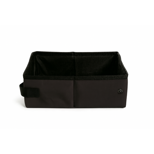Black SturdiBox portable litter box, collapsible and waterproof, with a side handle and snap closure.
