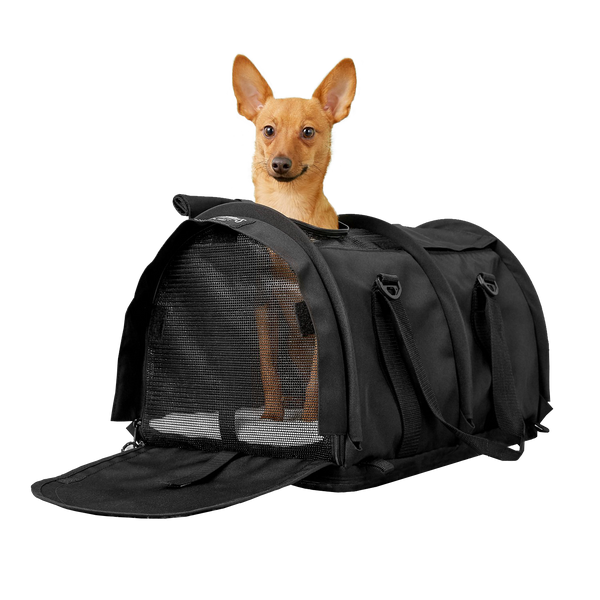 Travel Dog Carrier - On Wheels Puppy Bag Black, Brown