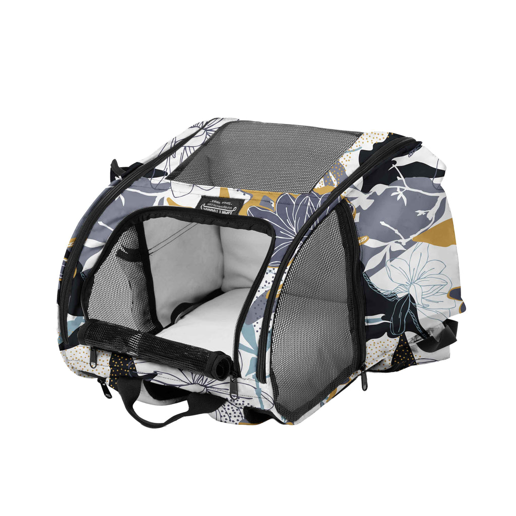Sturdi Everyday Pet Backpack in a limited edition floral print with mesh panels and a soft interior.