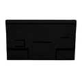 Black pet grooming table skirt with multiple storage pockets, including zippered pouches and a clear vinyl sleeve.