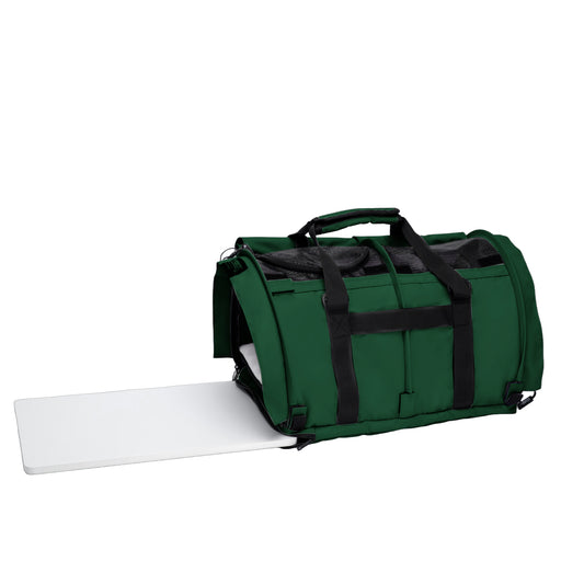 White foam core replacement base board sliding into a green SturdiBag pet carrier.