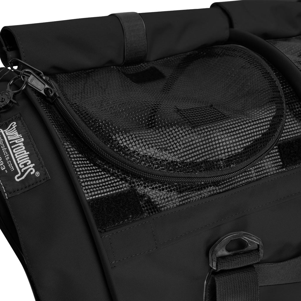 Black SturdiBag Pro 3.0 soft-sided pet carrier with mesh window, zipper, and logo.