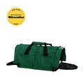 Green SturdiBag Pro 3.0 soft-sided pet carrier with mesh panels and top handle, open on one end.